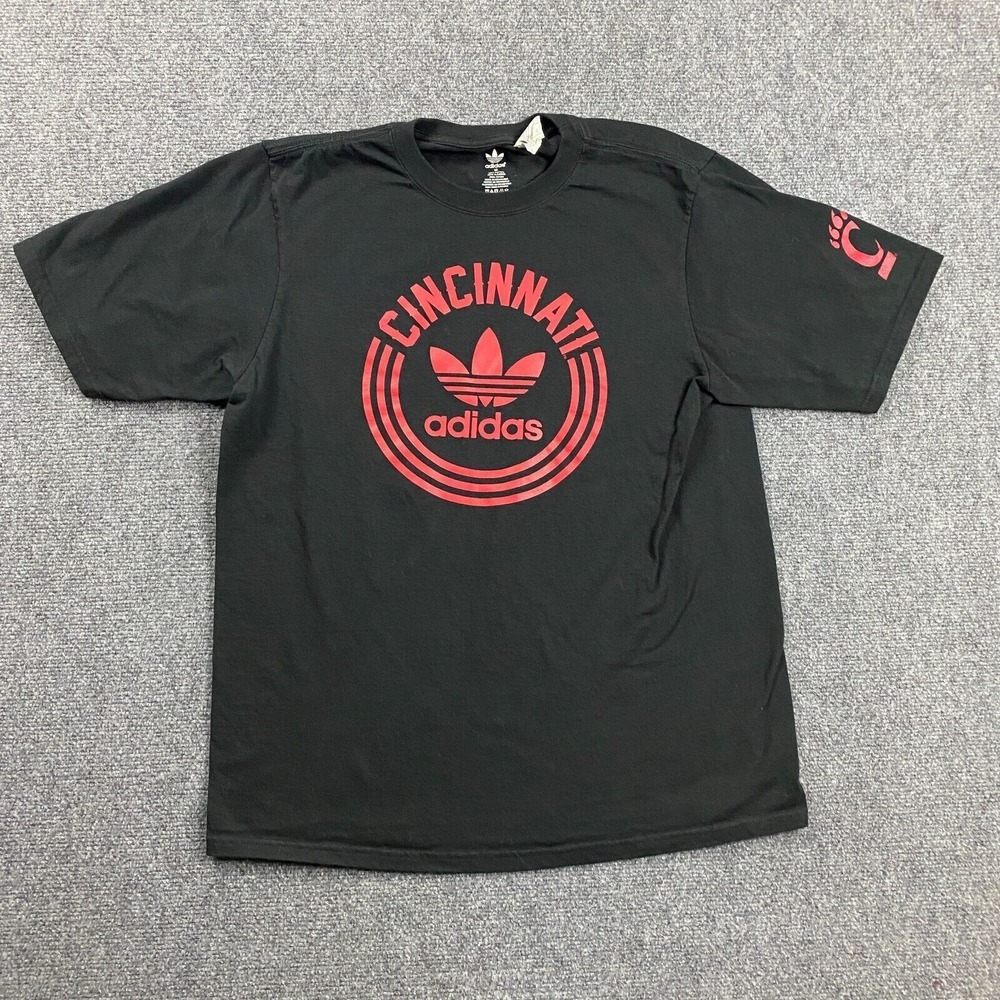 Cincinnati‎ Reds Shirt Adults Medium Black Adidas Crew Neck 100% Cotton